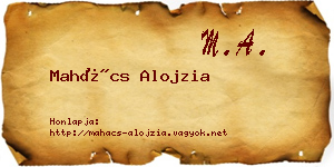 Mahács Alojzia névjegykártya